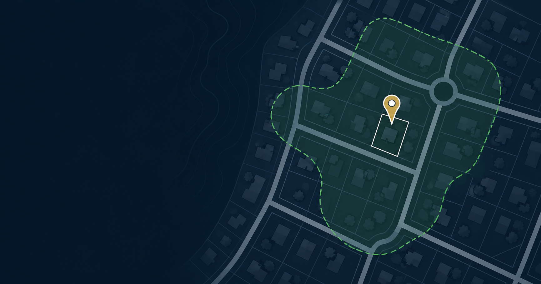 Illustrative map with a highlighted property referral area