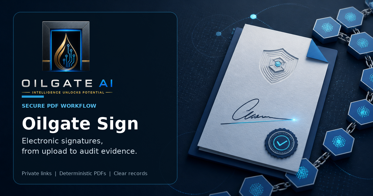 Illustrative Oilgate Sign document workflow artwork